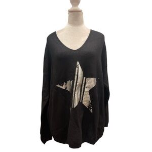 Olls Italy L Black Star Oversized Stretch Sweater M-XL